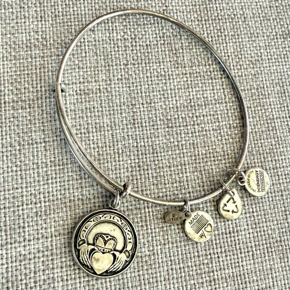 Alex and Ani Claddagh Silver Plated Copper Charm Bangle 2013 Energy Series - Picture 9 of 11